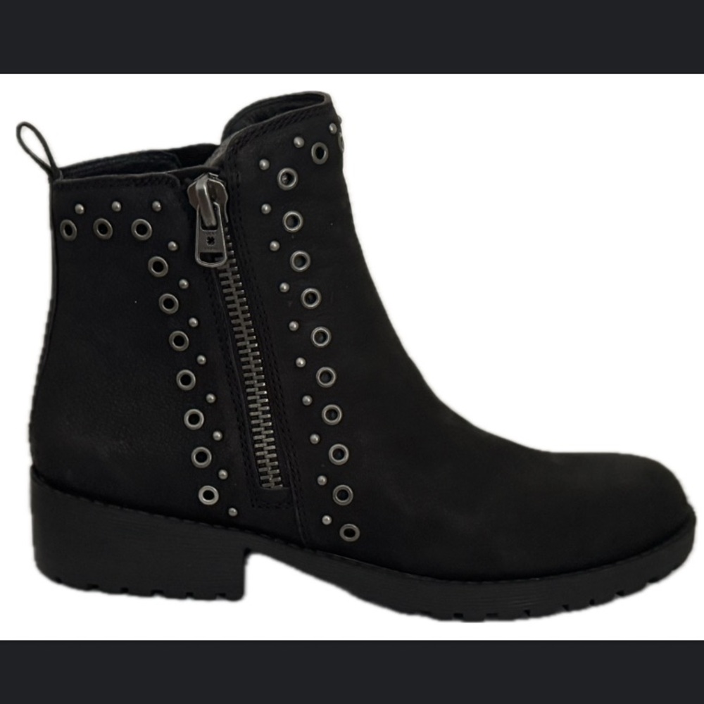 Lucky Brand Hannie Black Eyelet Side-Zip Ankle Boot